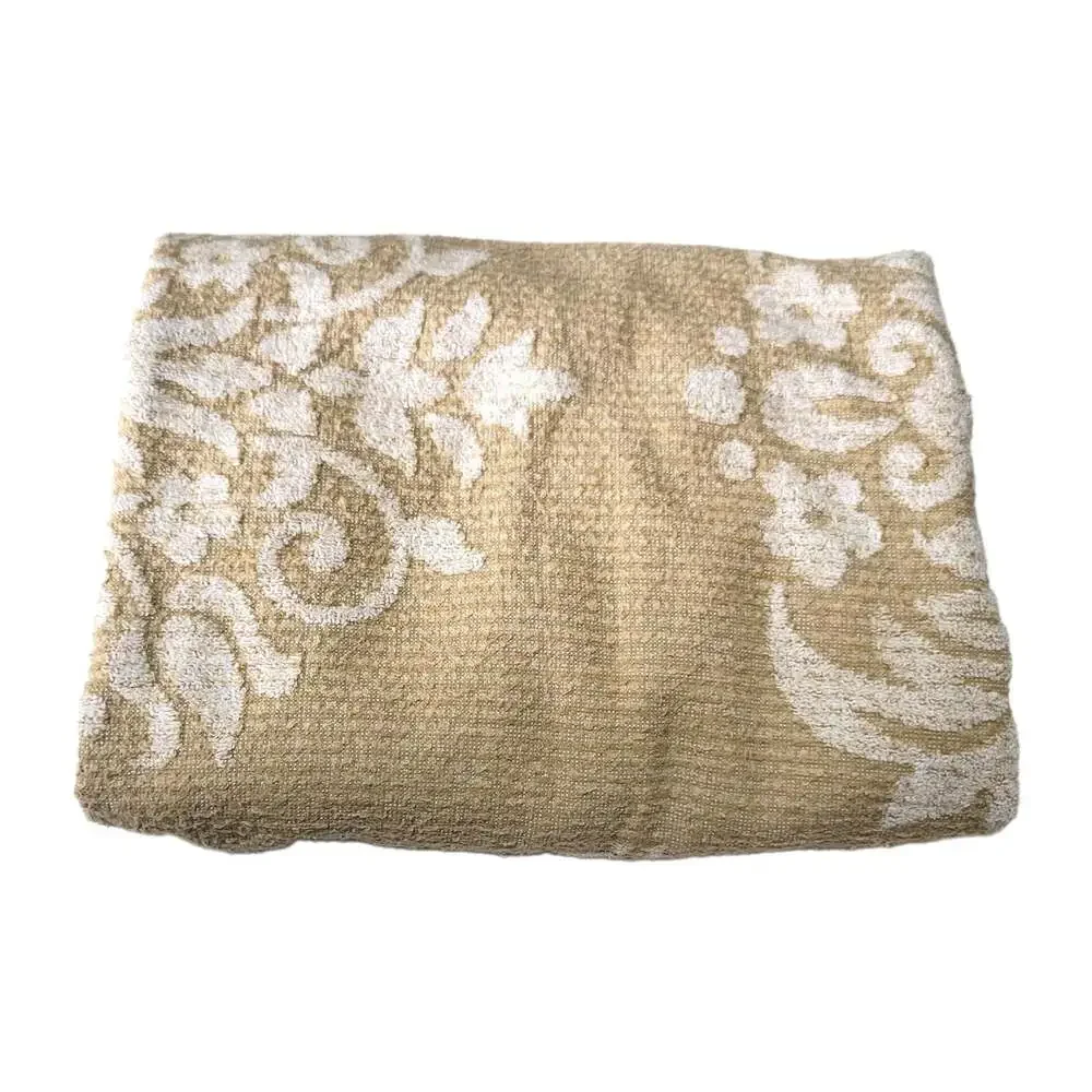 Tahari Home Bath Towel Floral Beige White 26